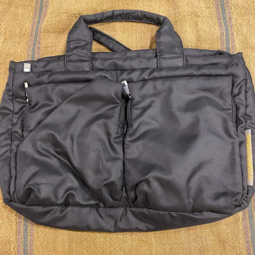 Black nylon Italian Mandarina Duck handbag